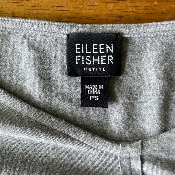 Eileen Fisher Tunic Shirt Top Petite Small SP Gray V-neck Front Seam - Picture 5 of 8